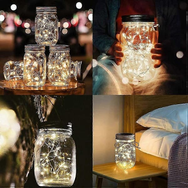 Solcellslampor för Burk - 8-pack 30 LED Vattentäta Locklampor