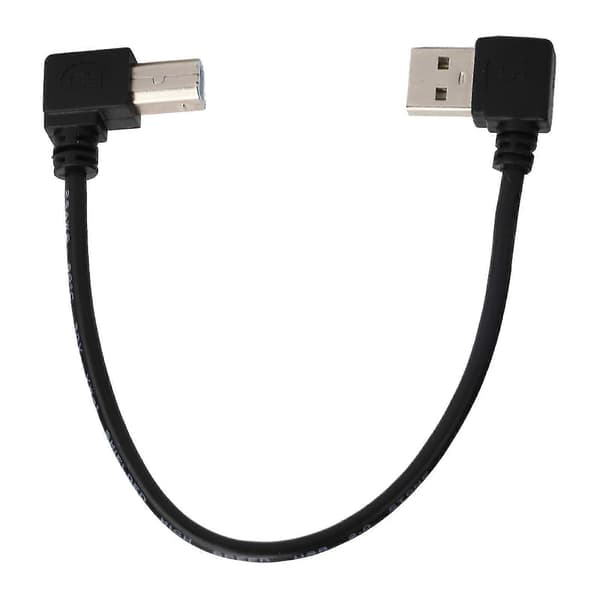 Sort 20 cm USB A Han til B Han Venstre Bøjet Printer Scanner Kabel