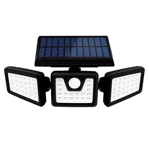Solarsäkerhetslampor, 3-huvuds rörelsesensorlampor utomhus med justerbara 74LED Flood Motion Sensor Lights Spotlights
