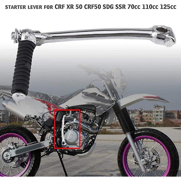 Motorcykel Motorstartgreb Folds Back Start Leverstarter Greb Rustfrit Stål Kick Start Starter Greb Til 70cc 110cc 125cc (1 stk, Sort)