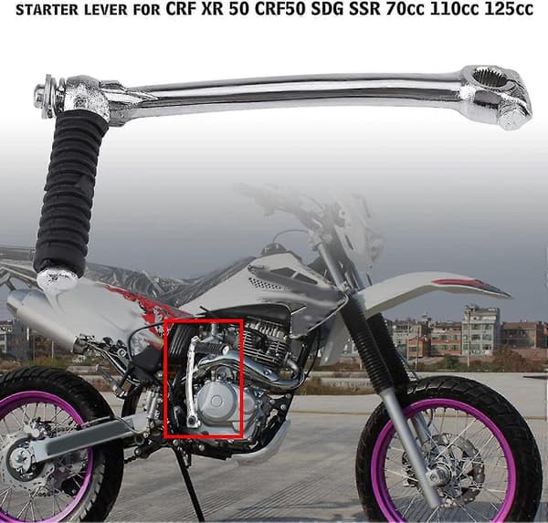 Motorcykelmotor Startspak Fälls Bakåt Startspak Startspak Rostfritt Stål Kickstart Startspak För 70cc 110cc 125cc (1st, Svart)