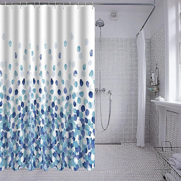 Dusjforheng med mossemønster, blått - 180x200 cm, Maskinvaskbart, Polyester