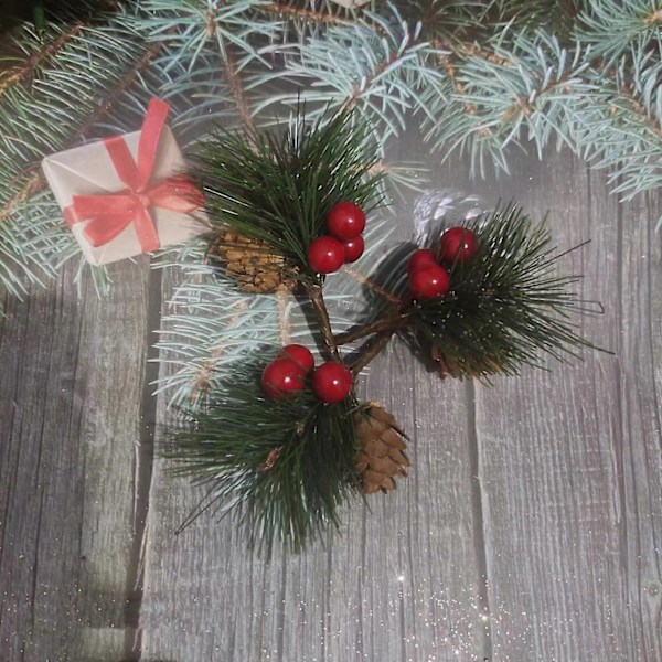 10 Stykker Juletræs Fyld Dekorationer Juletræs Fyld Dekorationer Kunstige Bær Grankogle Blomster Dekoration