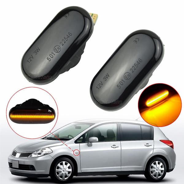 Sekvensiell dynamisk LED-sidemarkør blinklys for Nissan Tiida C11 Note E11 Ne11 Armada Versa Navara D40 Qashqai J10