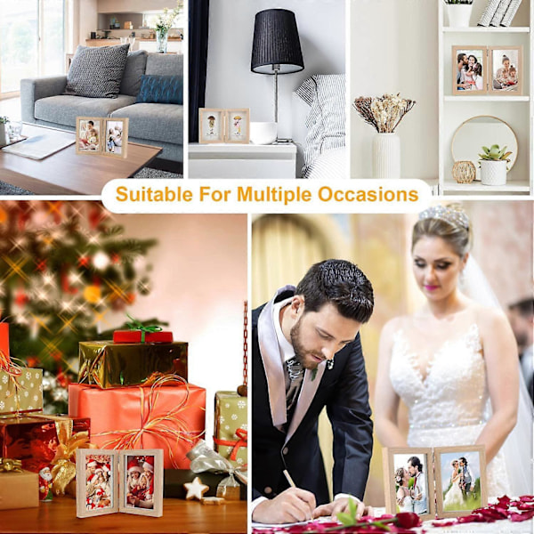 2025 Ny Farge Tre Fotoramme 10x15 To Sammenleggbare Fotoramme Collage Flere Bilder Familie Gave (Lys