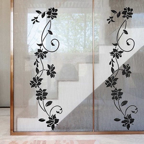 2 st Svarta Väggdekaler Ornament Självhäftande Set för Väggdekor, Blommor, Trender, Vinranka, Självhäftande