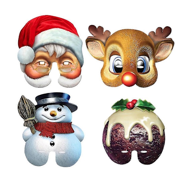 Julefrokost Halv Maske Kort Sortiment Pakke med 4