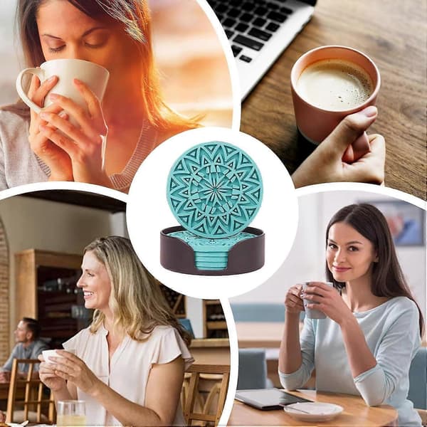 Cafe-lasinaluset | Juomalasinalusettisarja | Silikoniset lasinaluset, vedenpitävä lasinalunen