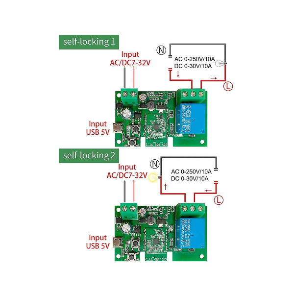 Wifi Smart Switch DIY Timer 1ch 7-32v Rf433 2,4g Wifi Smartlife Home Automation Module för Alexa Go