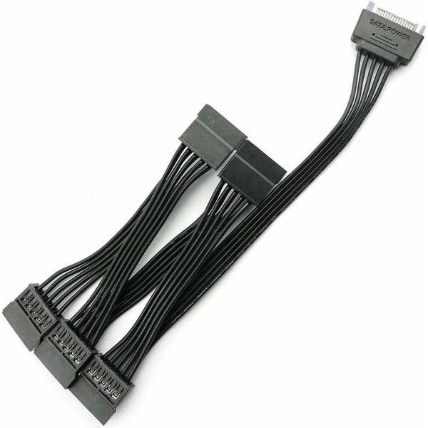 3x 15 Pins Sata Power Extension Hard Drive Kabel 1 Hann til 5 Hunn Strømforsyning Splitter Adapter Ca