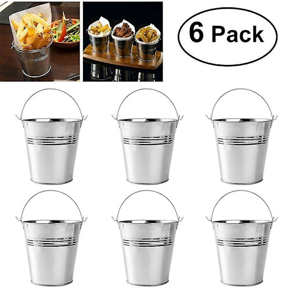 Ounona 6 stk. 10,5x7,2x10,5 cm Mini Blyk Spand Metal Icing French Fries Tin Spande