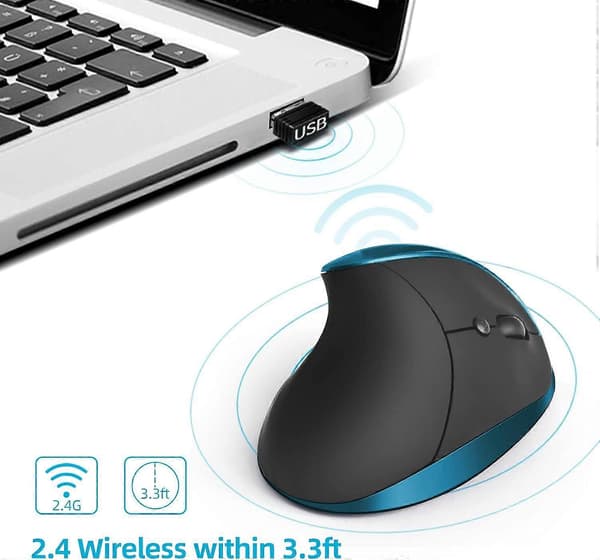 Langaton 2.4G ergonominen pystymallinen hiiri, sininen
