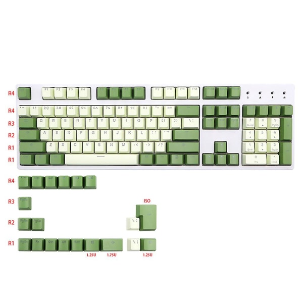 Matcha Keycaps OEM Høj baggrundsbelyst Pbt Tofarvet 124 taster til mekanisk tastatur