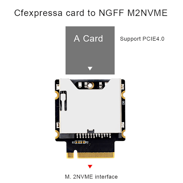 CFExpress Typ-A till NGFF M.2 Mkey Nvme Interface Adapterkort Stöder PCI3.0 4.0 X1 Hög Hastighet PH418A Utbyggnadskort