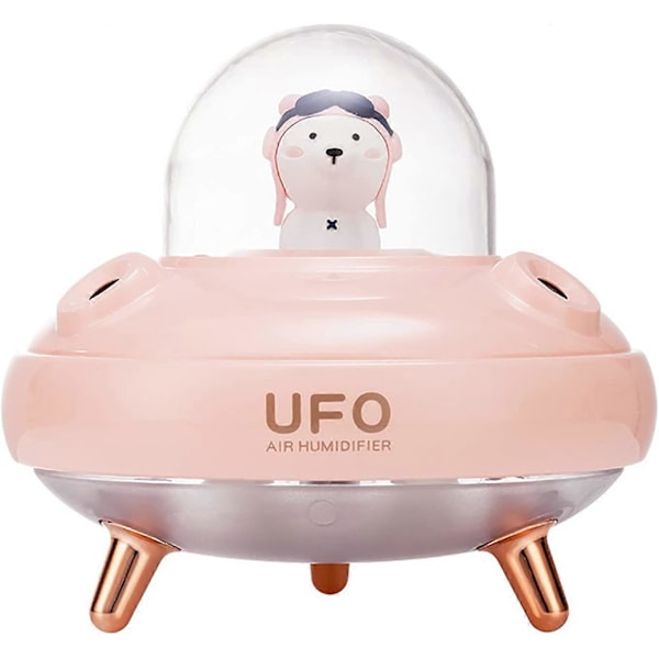 400ML Luftfuktare för hemmet, Nattlampa Kall Dimma luftfuktare, Automatisk Timeravstängning, Automatisk Avstängning Utan Vatten, Tyst luftfuktare, Söt UFO,