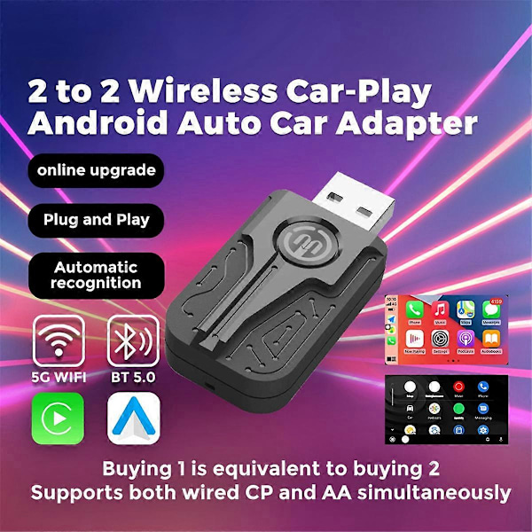 Android Auto Langaton Carplay Adapteri Kannettava Älydongle Carplay Ai Box Langallisesta Langattomaan Älykkääseen