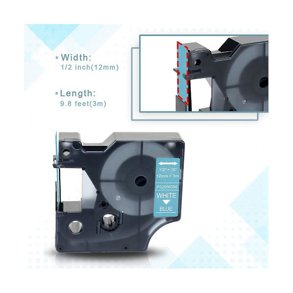 5-pack Tejp för D1 12mm 0,47 tum Tejp för Maker Labelmanager 160 280 360d 420p