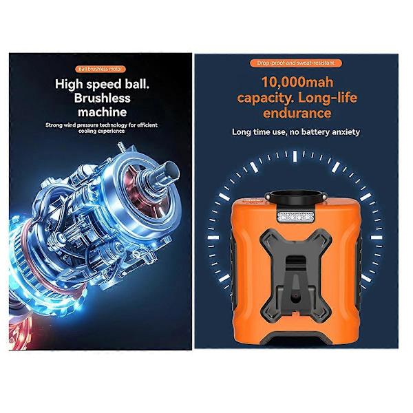 Kannettava Vyötärötuuletin 10000mAh Ladattava Niska- ja Klipsituuletin Vahvalla Tuulella, Ihanteellinen Ulkoiluun ja Leirintään