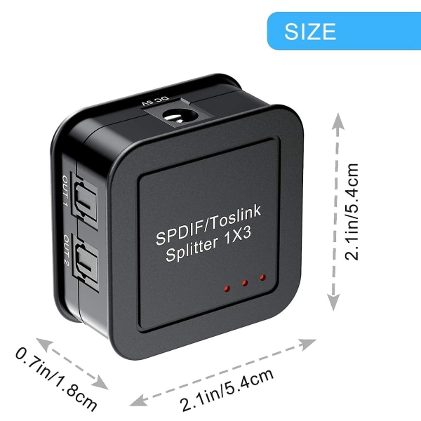Digital Optisk Ljud 1X3 Splitter, Digital SPDIF TOSLINK Optisk Fiber Ljud Splitter, 1 in 3 Ut, f