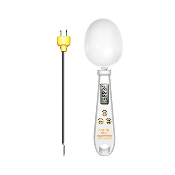 -6 LCD Elektronisk Mätsked + Matcenter Termometer 2 I 1 Kombinationsfunktion Vit