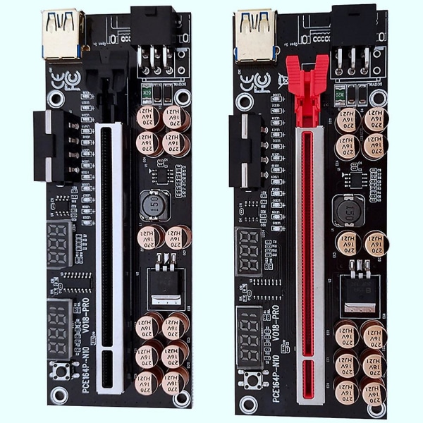 VER018 PRO PCI-E Riser-kort USB 3.0-kabel 018 PLUS PCI Express 1X til 16X Extender PCIe-adapter for BTC-utvinning rød