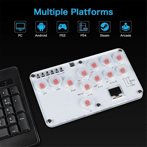 Fighting Stick Controller Färgglad RGB-belysning Fighting Game Arkadspel Tangentbord för PC Switch