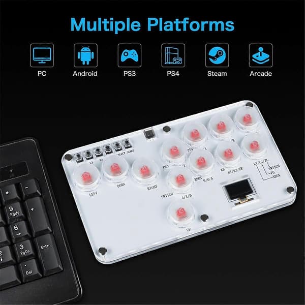 Fighting Stick Controller Farverig RGB Lys Fighting Spil Arkade Spil Tastatur til PC Switch