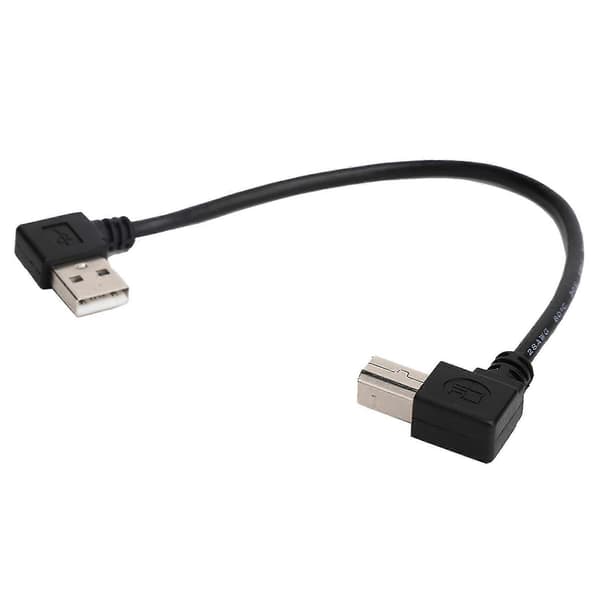 Sort 20 cm USB A Han til B Han Venstre Bøjet Printer Scanner Kabel