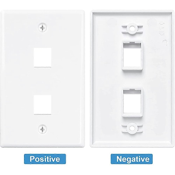 2 kpl 2-porttinen Ethernet-seinälevy, Cat6 naaras-naaras seinäliitin RJ45 Inline Coupler seinäpistorasia, valkoinen