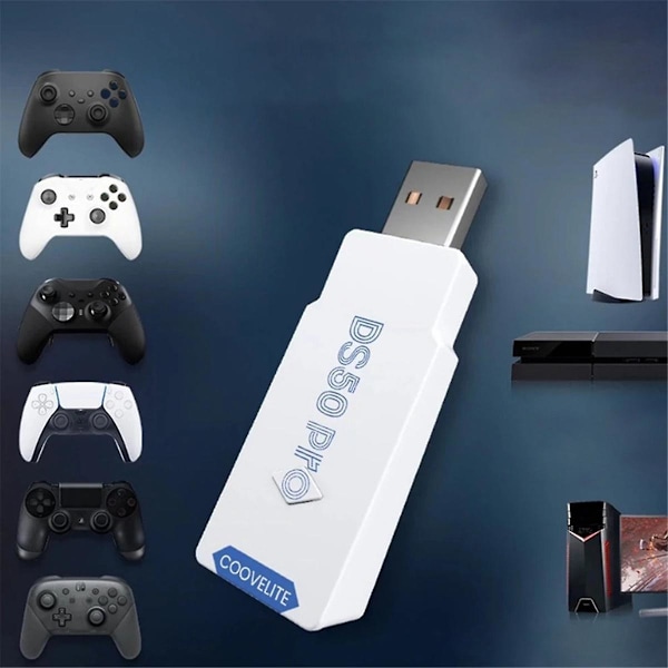 DS50 Pro Gamepad-konverter USB-mottaker for PS3 Bluetooth-kontroller Trådløs adapter
