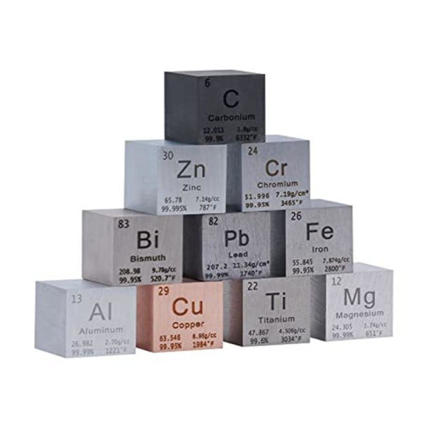 1 tuuma (noin 2,5 cm metalli, korkeatiheyksiset elementit-kuutio puhdasta metallia, käytetty Elements-sarjan laboratoriossa E