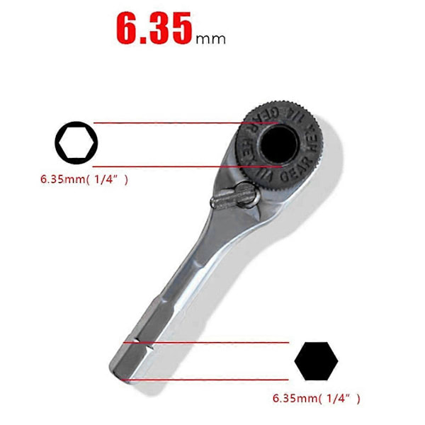 Skrallefastnøkkel 6,35 mm Hex Momentnøkler EDC-Verktøy