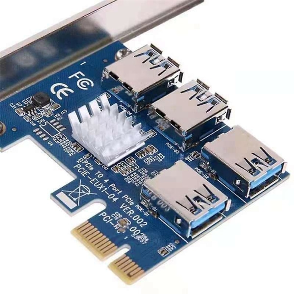 PCIE PCI-E PCI Express Riser Card 1X til 16X 1 til 4 USB 3.0 Slot Multiplikator Hub Adapter