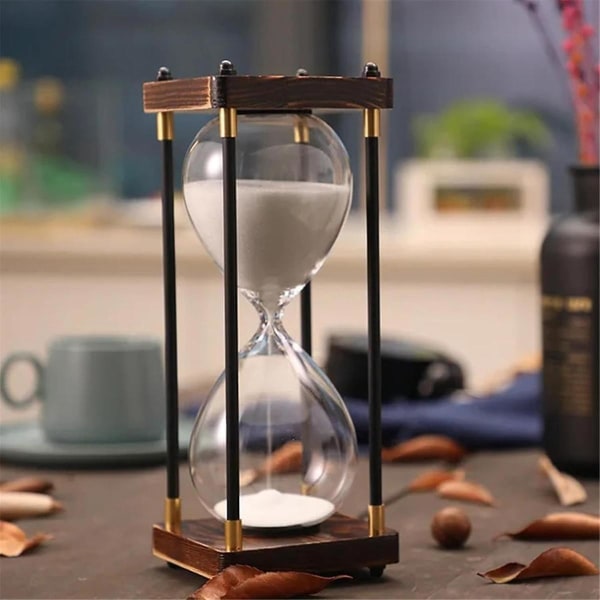 Stort timglas 60 minuter, timglas, regnbågeglas timglas, presenttimglas, för hem, skrivbord, blå