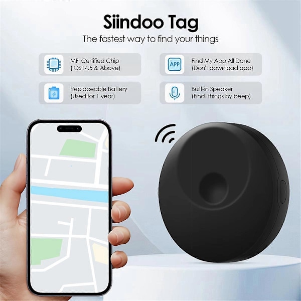 Bluetooth-paikannin, avaimenperätoiminto toimii Etsi-sovelluksen kanssa, kovempi hälytys, vaihdettava paristo, esineiden paikannin autolaukuille, valkoinen
