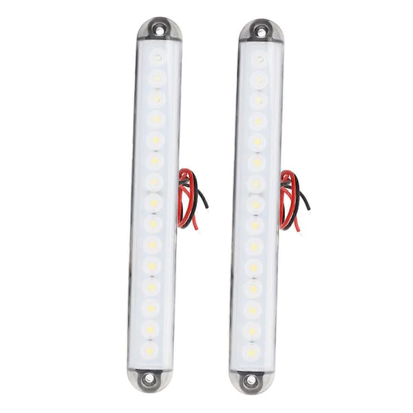 2 stk. Sidemarkerlys til bil IP65 Vanntette 15 LED Krystalllamper Hvit Lys Universal for Bobiler Skip Yachter
