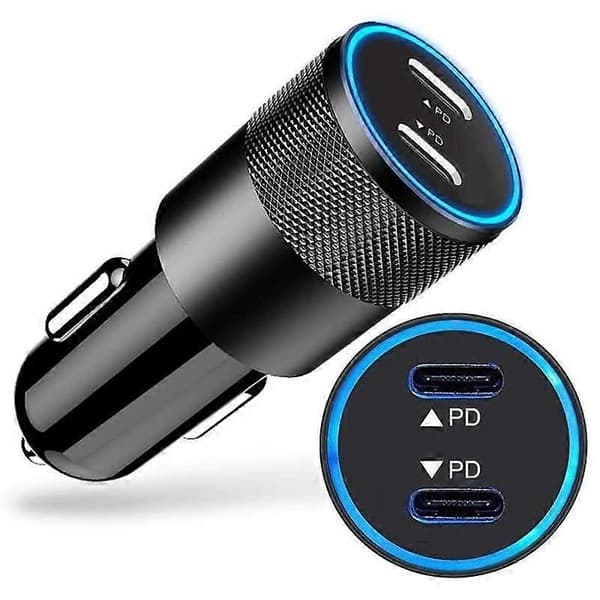 60W Dobbel PD Billader, Rask USB-C Billader for Telefoner og Bærbare Datamaskiner