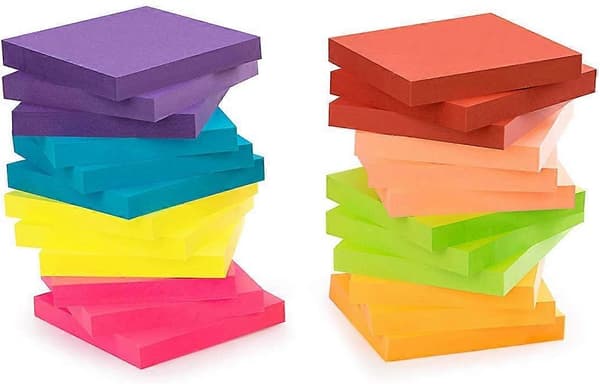 8 Assorterede farvede sticky notes, 76 x 76 mm, 100 ark/blok selvklæbende noter 16 Pack