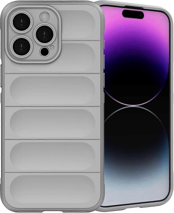 Iphone 15 Pro Max Silikonskal med Kameraskydd, Hudvänlig Känsla Mobilskal [Stötsäker Anti-repa Mikrofiberfoder], Mobilskal (grå)