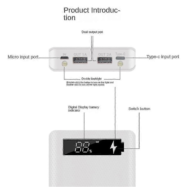 WJTG Power Bank Fodral LCD Display Stöd 20000mah LCD Display För 8x18650 Batteri Gör-det-själv Powerbank Fodral(blJ