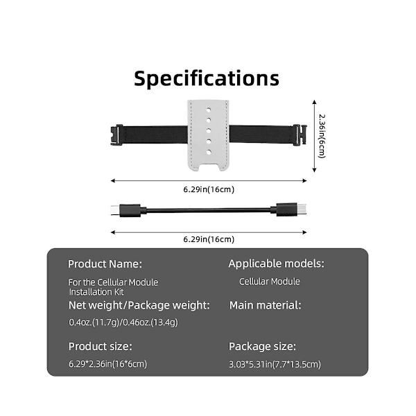 4G-modulinstallasjonssett for Mini 3 Pro Cellular Module UAV-tilbehør svart