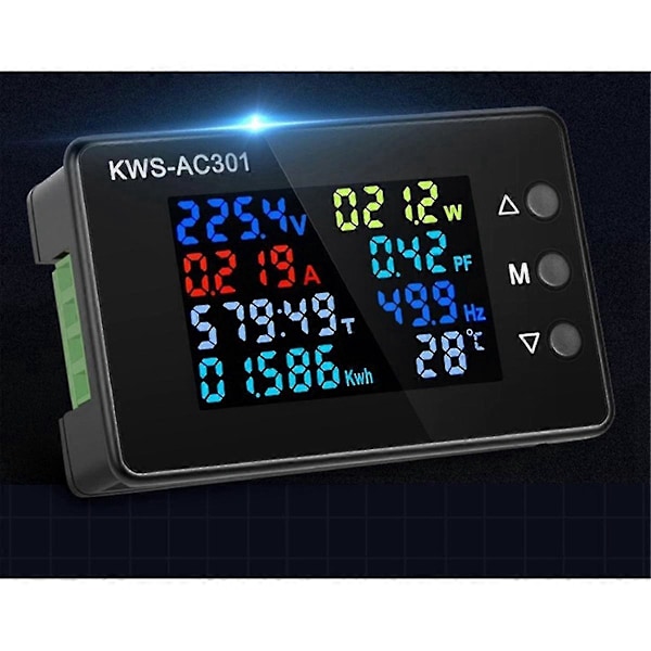 Digitaalinen Näyttövirta Voltmetri 50-300v AC Wattmetri Monitoiminen Sähkömittari Tehonilmaisin AC 20a