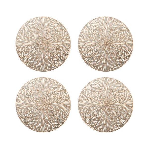 4pcs Round Placemats Restaurant Hollow Pvc Decoration Meal Mat Anti-hot Dining Table Line Mat Steak