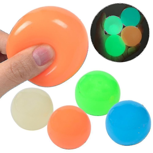 4 stk. Glow Sticky Balls, der klæber til loftet og væggen og langsomt falder af, stressaflastende lysende bolde, fidget sensoriske legetøjssæt