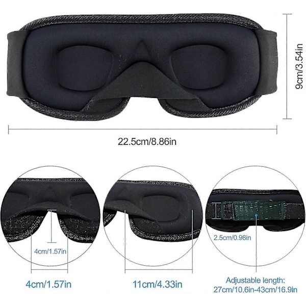 Natmaske Sovemaske Blindfold Nat Cahce Øjne Til Sovning Memory Foam 3d Konturformet Pasform, grøn