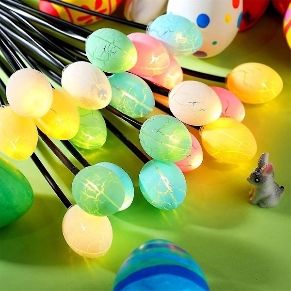 2-pakning 10LED påskeegg for påskepynt, påskepynt hagelys dekorative solcellelys, dinosaur egglys