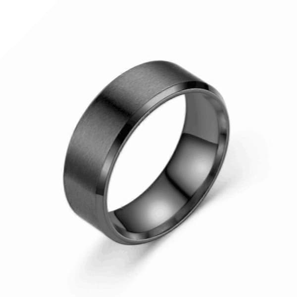 Tungsten Bryllupsring for Menn - Matt Svart Løfte Ring for Ham - Tilpasset Skråkant Ring for Menn