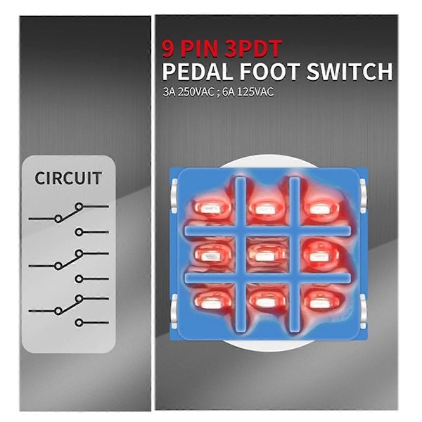 10 st 3PDT Gitarr Effekt Stomp Switch Gitarr Fotbrytare 9-stifts Låsande Tryckknappsbrytare PÅ-PÅ
