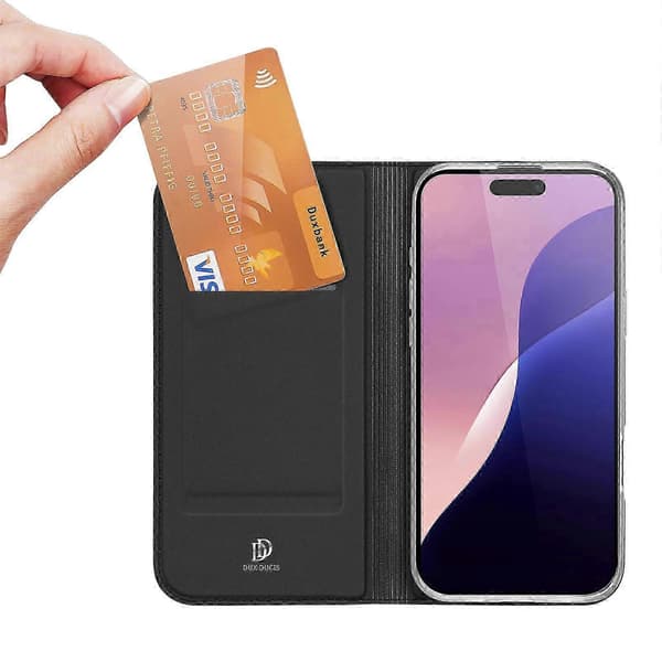 Fodral för iPhone 16 Pro Max med Korthållare Folio Flip Läderfodral