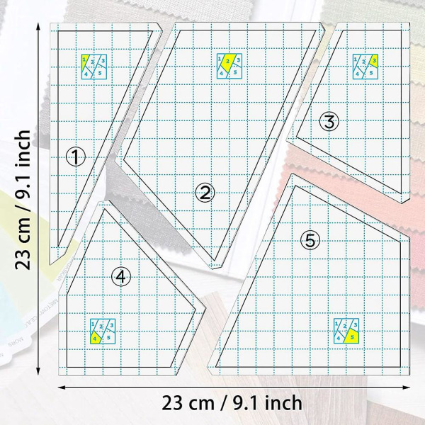 5-osainen tikkauksen mallisarja ompelukoneen viivoitin Diy käsin tilkkutäkki tikkauksen viivoitin peitto malli